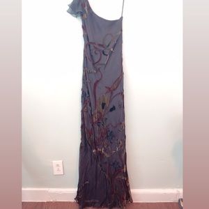 One Shoulder Floral Gown